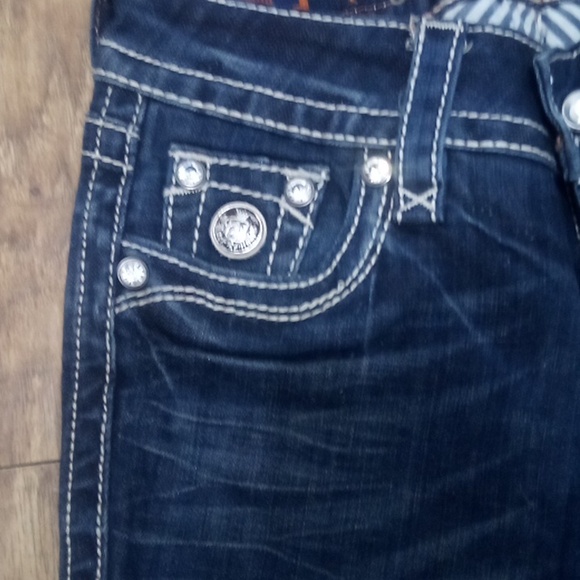 Rock Revival Women's 26 Bootcut Celine Bejeweled Faux Leather Flap Pockets NWOT - Picture 6 of 12